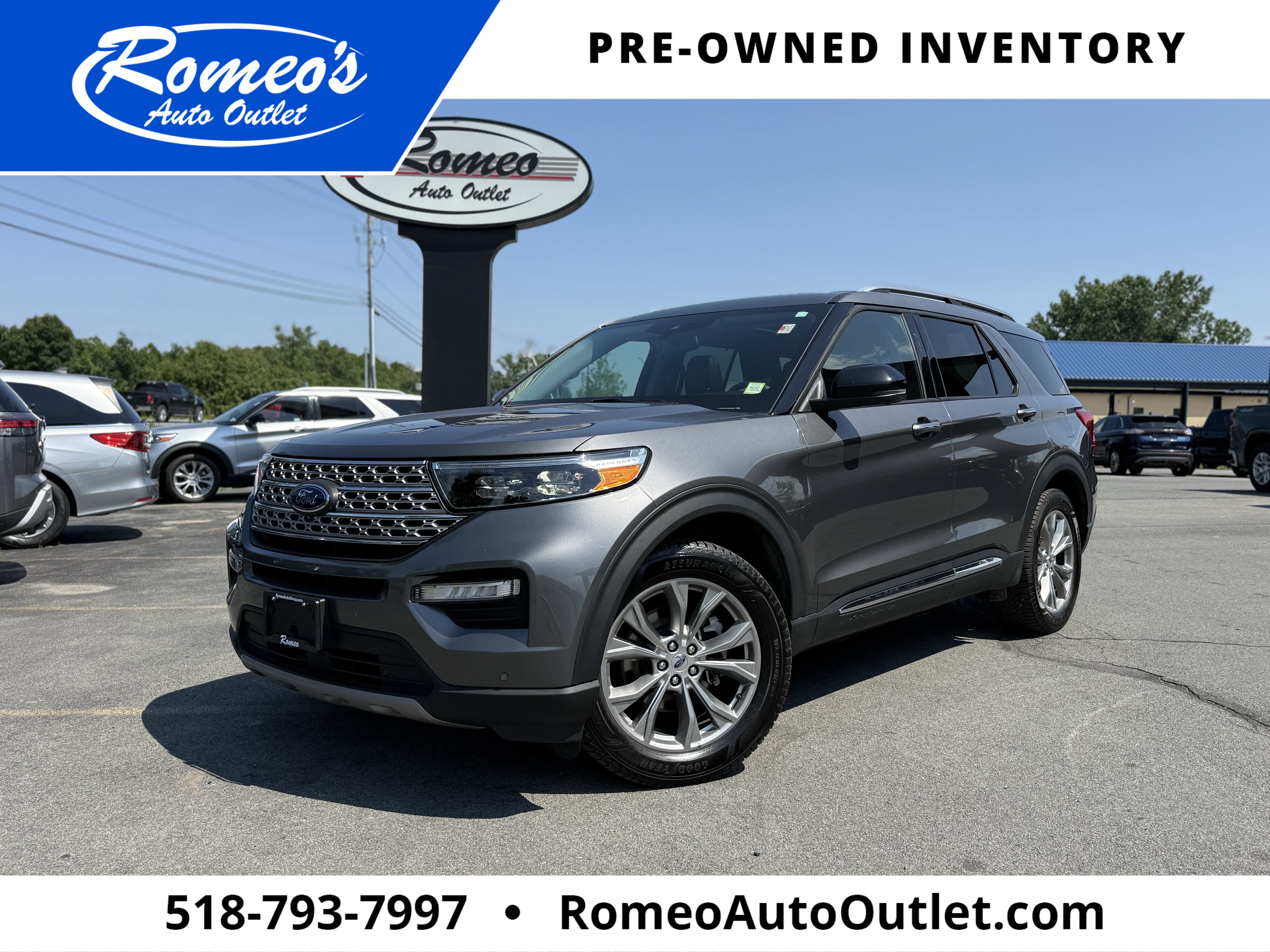 2022 Ford Explorer Limited in Gray Metallic — front three-quarter view