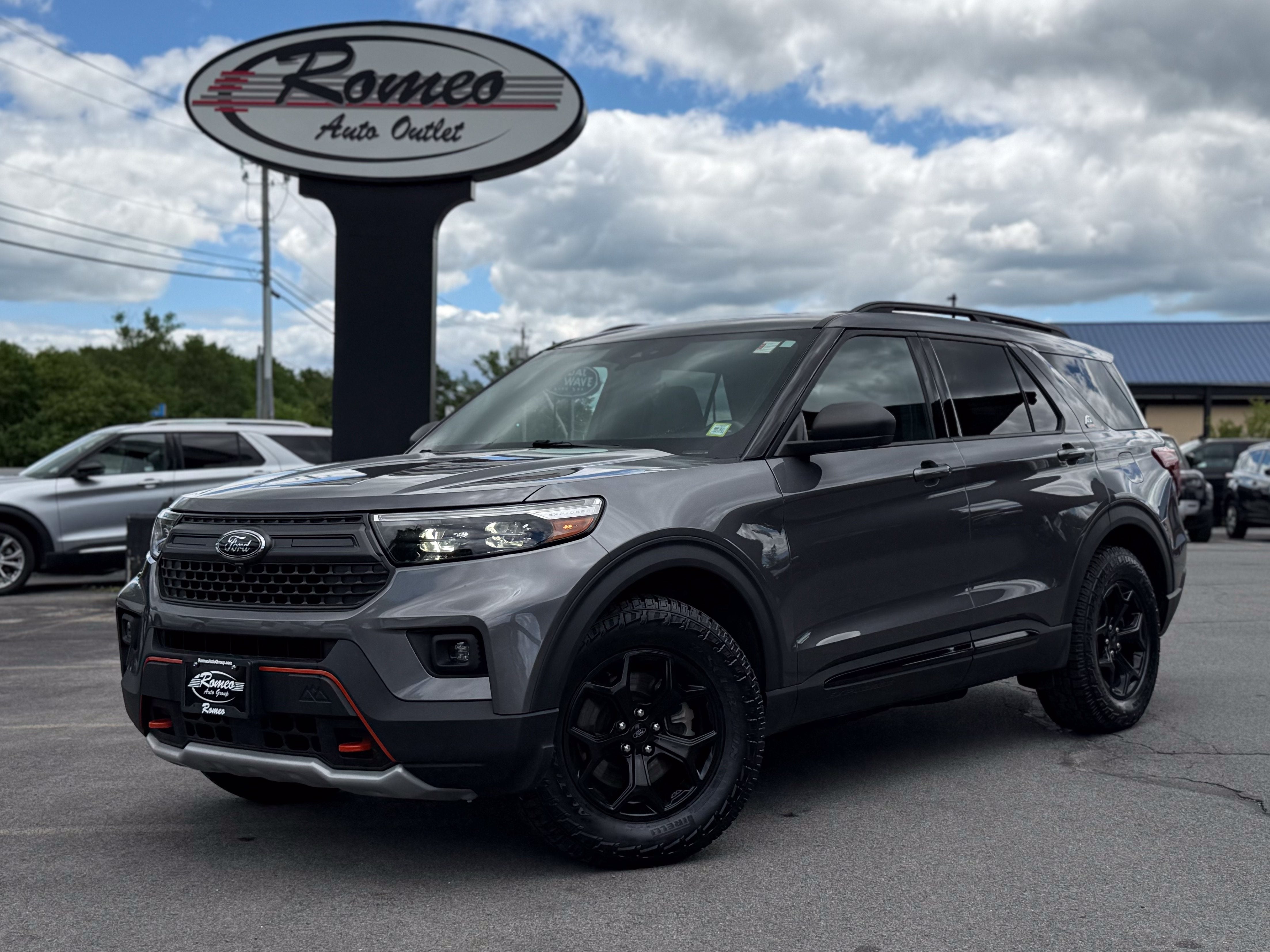 2022 Ford Explorer Timberline in Gray Metallic — front three-quarter view