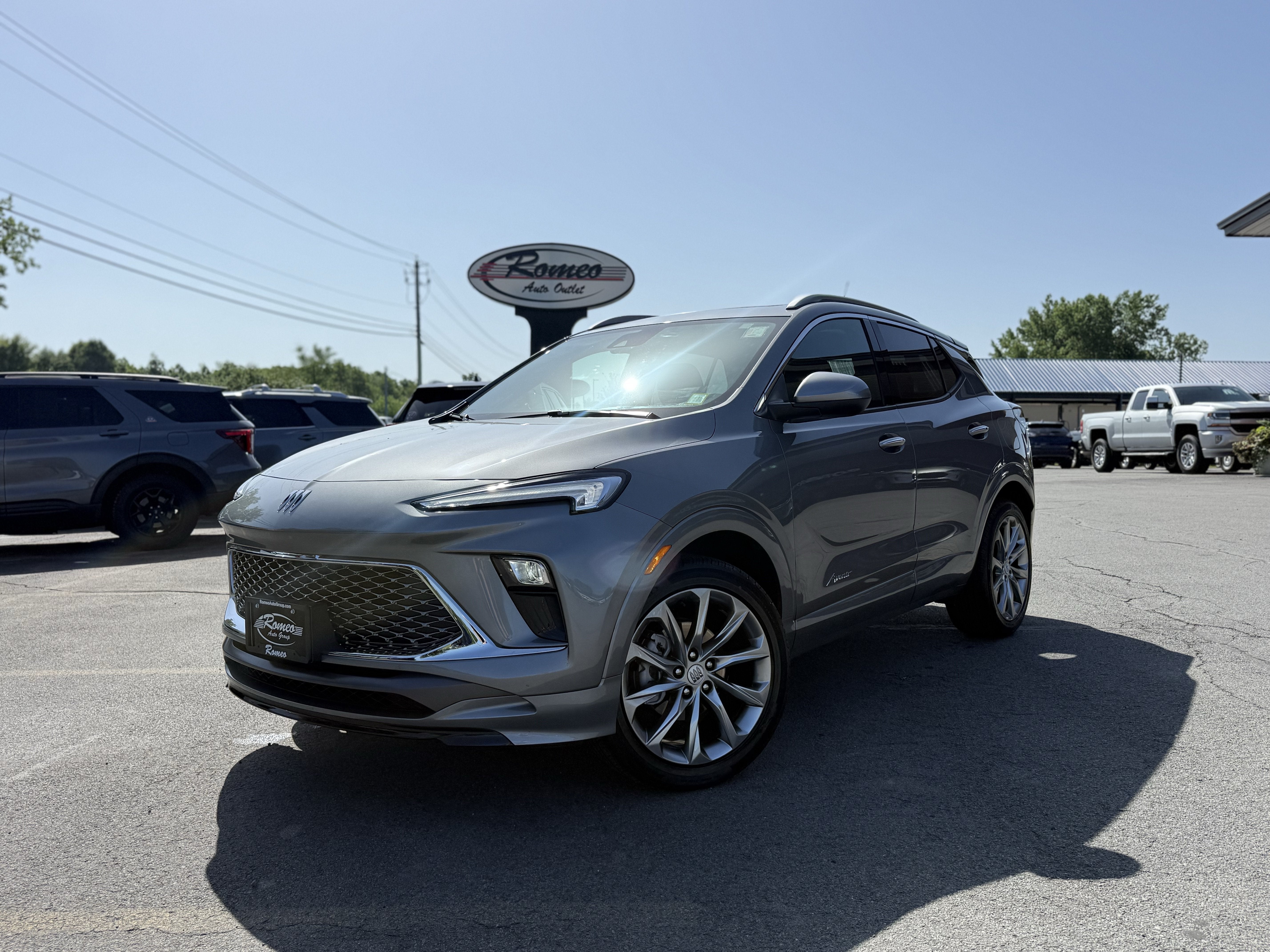 2026 Buick Encore GX Avenir in Moonstone Gray Metallic — front three-quarter view