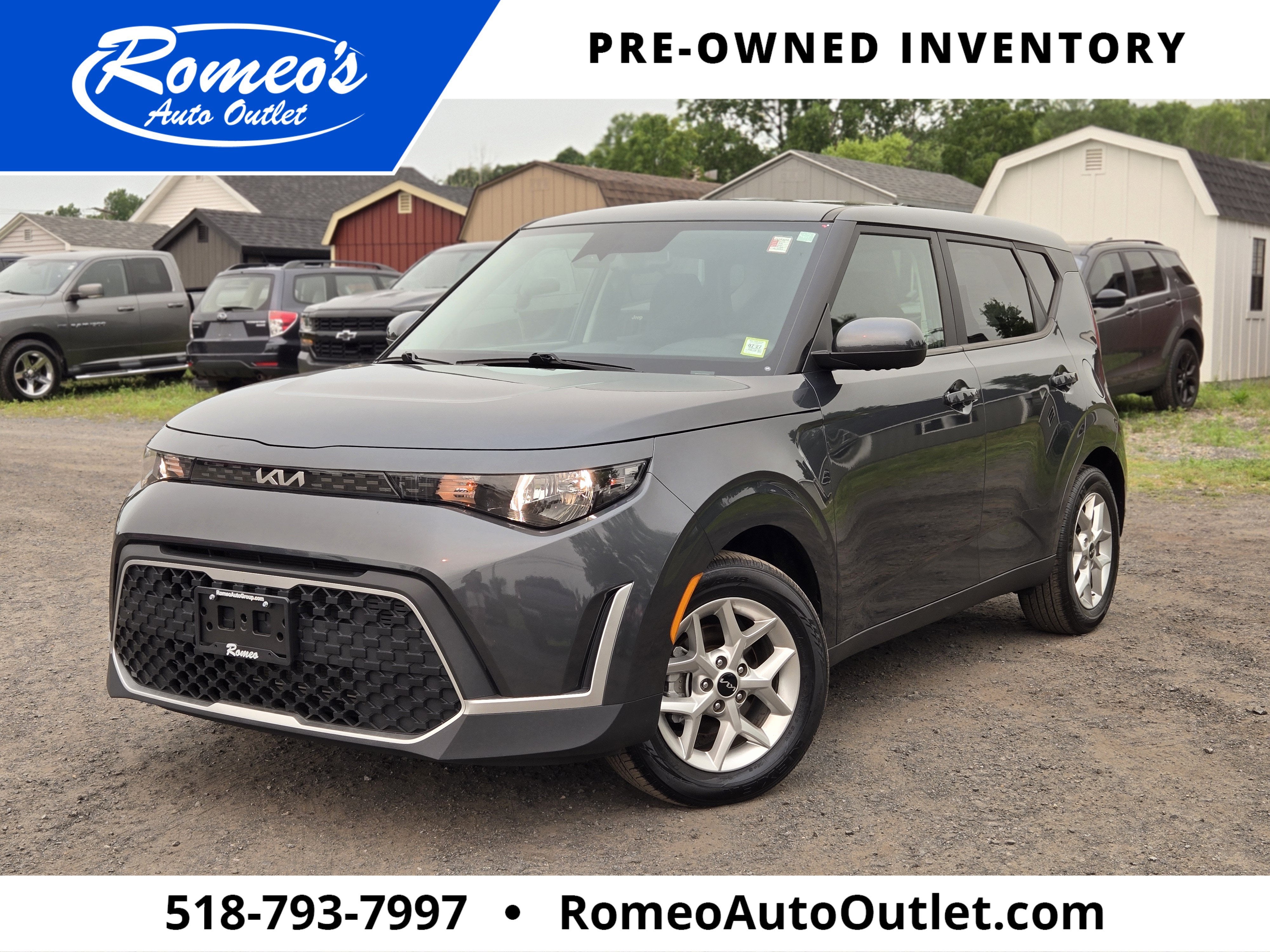2023 Kia Soul S in Gravity Gray — front three-quarter view